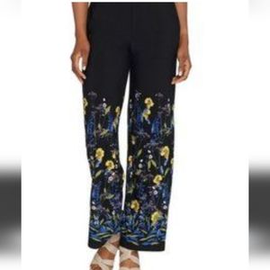 Susan Graver Liquid Knit Pull on Floral wide leg pants size large